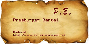 Presburger Bartal névjegykártya